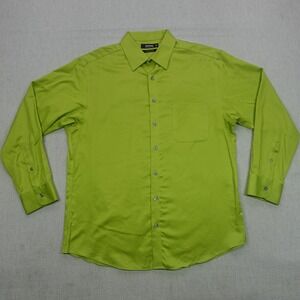 Murano Shirt Mens 16.5 33 Green Liquid Cotton Button Up Long Sleeve Dress